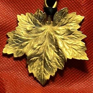 Louis Stern Pendant Necklace Maple Leaf Gold Plated Classic Vintage Jewelry